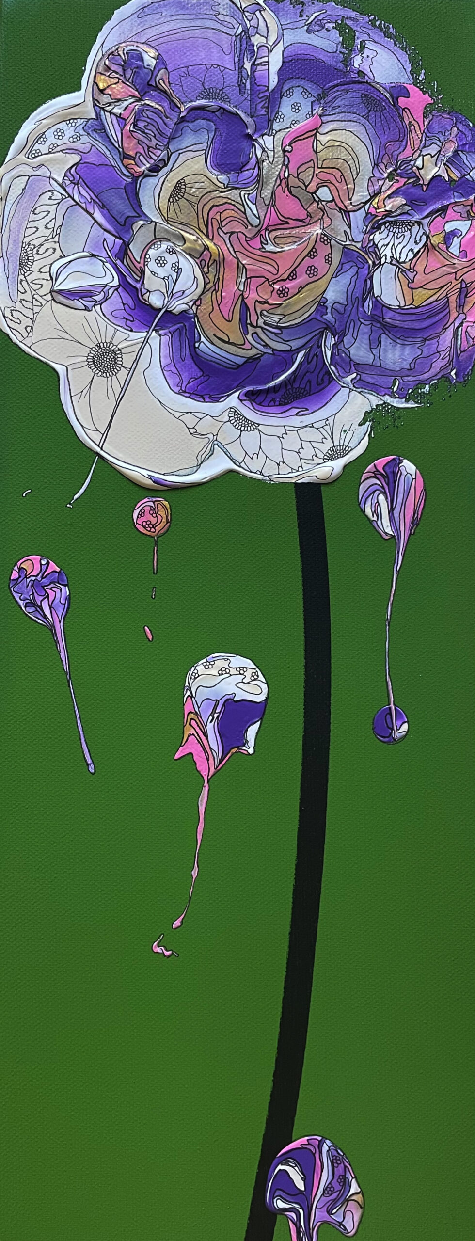 Abstract Single Flower 230526 (Bright Green x Purple) | yutaokuda